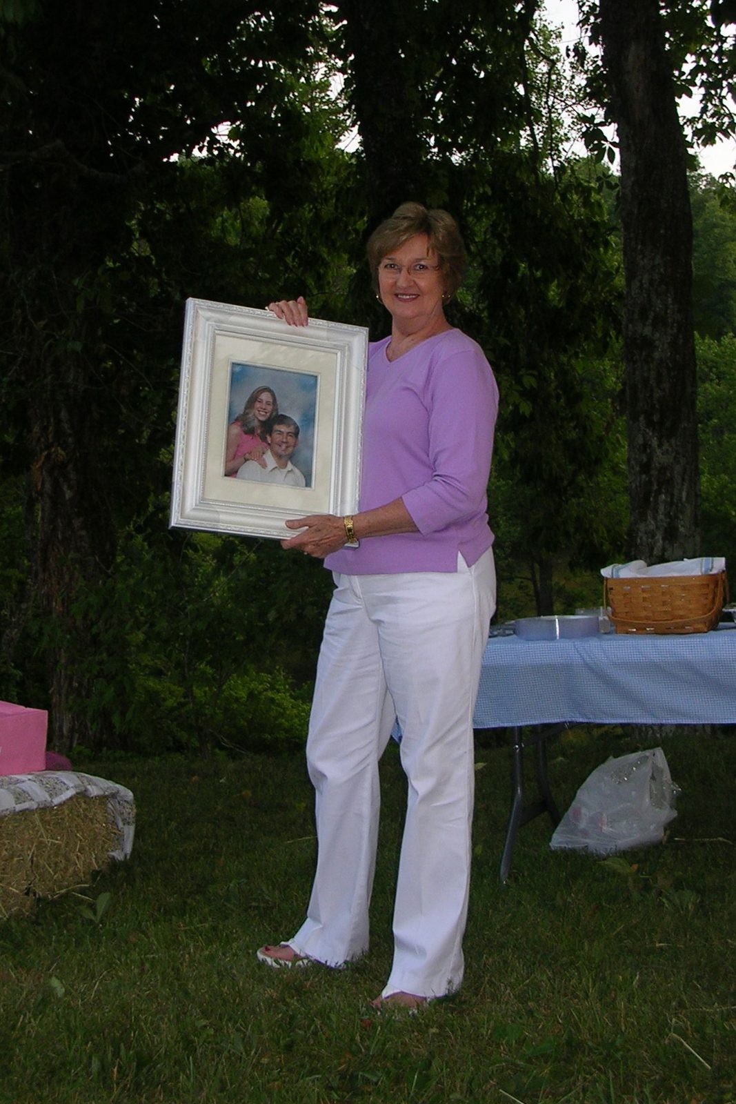 Rita with the picture Amber and Jason gave her.